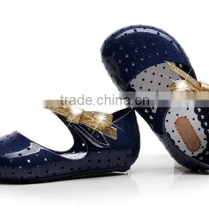 Shining Side Bow Hook and Loop Type Mini Melissa Jelly Shoes thumbnail-2