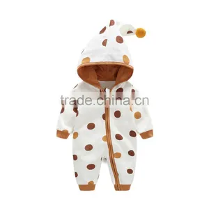 100% Cotton Romper Hooded Bodysuit Long Sleeve Baby Outfits thumbnail-2