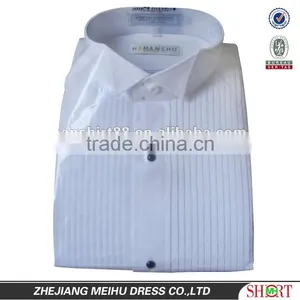 Mens White 1/2'' Pleats Laydown Collar Tuxedo Shirt thumbnail-1