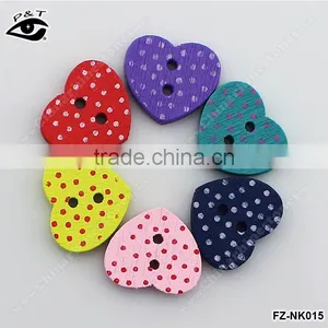 12x15mm Dot Pattern Heart Shaped Wood Buttons For Decoration DIY Craft thumbnail-1