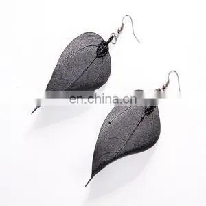 Fashion Real Natural Leaf 24K Gold Leaf Earring thumbnail-2