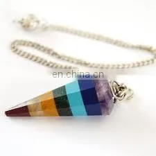 Faceted Gemstone Pendulum / Crystal Healing Stone/ Seven Chakra Pendulums thumbnail-1