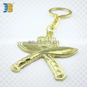 Tennis Rackets Shape Custom Metal Gold Plating Keychain thumbnail-5