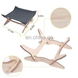Cat Hammock Pet Cots for Small Animals Detachable Wooden Frame Square Hanging Cat Sofa Sleeping Bed thumbnail-6