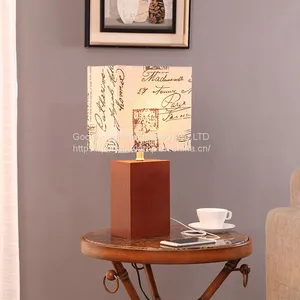 LED Light,Fast Charge Wood USB Side Table and Desk Lamp With Screen Line Fabric Shade,Touch Switch thumbnail-4