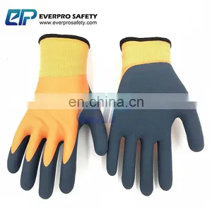 Thermal Waterproof Nylon Acrylic Liner Latex Double Dipped Sandy Coated Working Glove Winter thumbnail-3