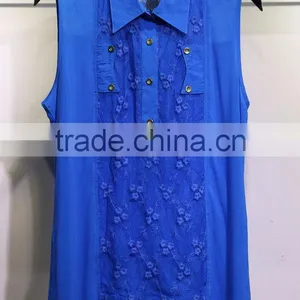 Newest Fabric Embroidery Voile Ladies Tops thumbnail-1