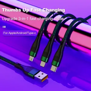 High Quality 3 in 1 Usb Cable in Super Fast Charger Cable 160 Thick Copper Wire Over 5A Data Cable for Mobile Phone thumbnail-4