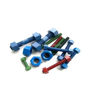 Colorful PTFE Coating Stud Bolt Full Thread With Nut thumbnail-1