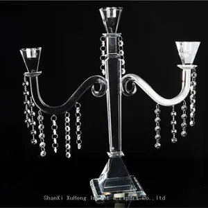 Factory Customized Candle Holder 3 Arms Crystal Candelabra For Wedding Centerpieces thumbnail-4