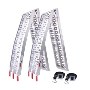 ATV Aluminum Folded Loading Ramp 1,500lbs With Safety Ratchet Strap for Trailers,Trucks, Lawn Mower, Dirt Bike thumbnail-1
