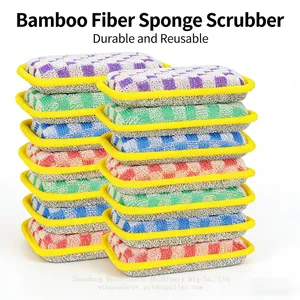 Colorful Non-Abrasive Sponge Reusable Dishwashing Sponges for Delicate Cookware thumbnail-1