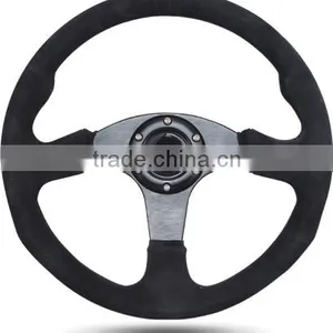 350mm Suede Alloy Steering Wheel Racing Sport Style 350mm Black thumbnail-5