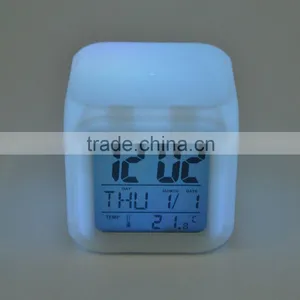 Hot Selling Seven Color Changing Alarm Clock, Square Clock thumbnail-1