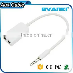 2016 Best Selling Products 3 Ring Male To 2 3.5mm Female TRRS AUX Audio Adapter Cable for Mobile Phone Express Supplier's Choice thumbnail-5