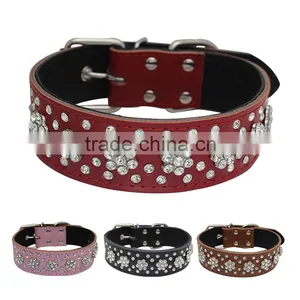 Professional Manufacturer Wholesale Diamond Litchi Grain Leather Pet Collar Dog Collars thumbnail-2