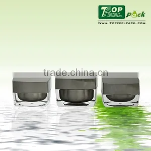 2015 China Manufacture Square Plastic Acrylic Cream Jar With Black Cap thumbnail-2