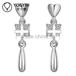 Fashion Style With Diamond Cross Sliver Plated Earrings thumbnail-1