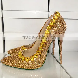 Catwalk New Arrival Luxurious Heart Shape Diamond Dress High Heel Shoes, High End Customized Strass Bridal Wedding Shoes thumbnail-3