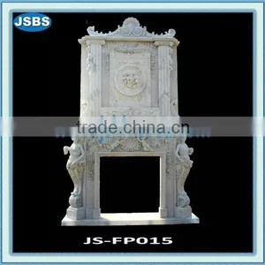 Double Stone Carved Modern Fireplace thumbnail-1