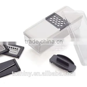 Multi-Blade Plastic Vegetable Grater With Container Kitchen Box Grater With Interchangeable Stainless Steel Blade thumbnail-1