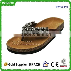 High Quality Summer Women Casual Cork Slippers With Diamont,cork Sandal Shoes thumbnail-2