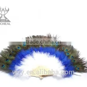 Turkey Feather and Peacock Feather Belly Dance Feather Hand Fans thumbnail-5