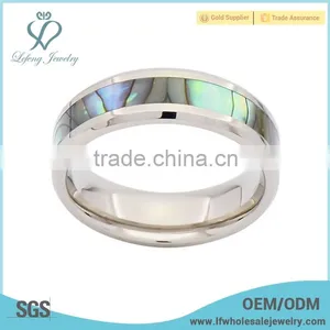 Fashion Jewelry Titanium Ring With Abalone Shell Inlay thumbnail-1