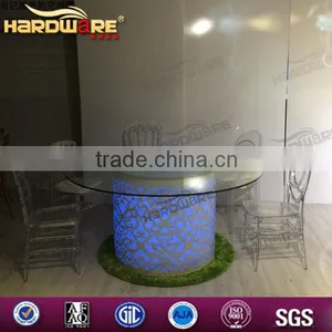 Dubai Event Design Iron Base Glasss Top LED Round Wedding Table thumbnail-5