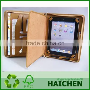 Light Khaki Grain Leather Zipper Case For Tablet thumbnail-4
