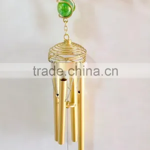 Colorful Glass Green Yellow Butterfly Indoor Metal Wind Chime Wholesale thumbnail-3
