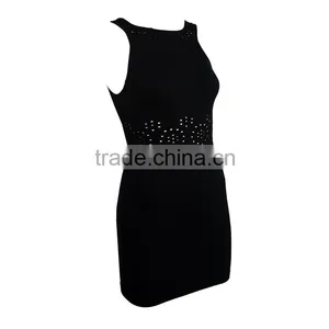Latest Black Dress Designs Long Sleeveless Bodycon Women Dress thumbnail-3