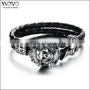 Dongguan Jewelry Factory Stainless Steel Male Leather Braceletmen Fashion Bracelet thumbnail-6