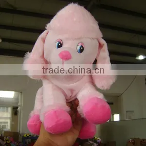 30cm Promotional Customzied Stuffed Pink Plush Poodle Animal Shape Handbag Toy With Handgrip thumbnail-1