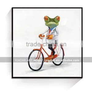 Animal Frog Oil Painting for Living Room /cute Cartoon Canvas Print Paintings thumbnail-1