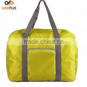Luckiplus Foldable Travel Duffel Bag Luggage Sports Gym Water Resistant Nylon Yellow thumbnail-5