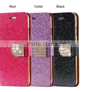 Bling Flip Shiny Diamond Deluxe Wallet Leather Cover Case for Iphone 6 Diamond Bling PU Leather Flip Cover thumbnail-5