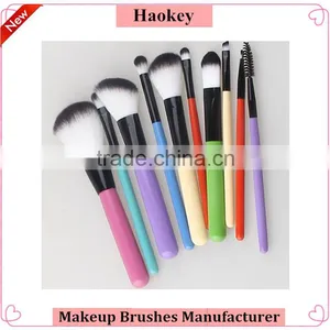 2016 New and Popular Colorful Handle 10pcs Nylon Hair Travel Kit Makeup Brush Set thumbnail-1