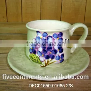 Hand-painted Ceramic Tea Cup and Saucer thumbnail-1