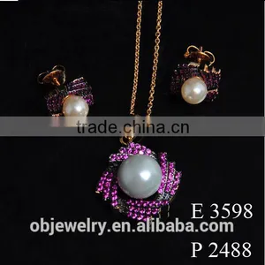Fashion Dubai Gold Necklace Pendant With Earrings For Women/Pearls Earrings And Necklace thumbnail-1