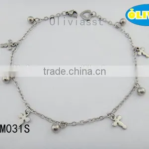 Olivia Jewelry New Styles Trendy Women's Stainless Steel Cross Charm Anklets thumbnail-1