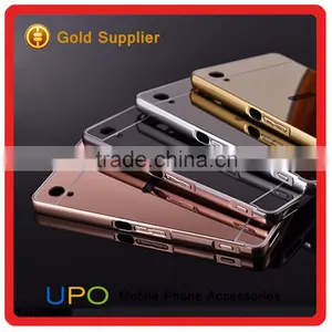 [UPO] Luxury 2 in 1 Shockproof Plastic Aluminum Bumper Mirror Phone Cover Case for Sony M4 thumbnail-1
