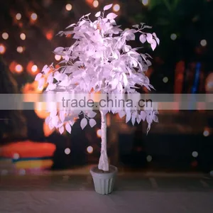 New Elegant 4 ft Height Artificial Plastic White Leaves Banyan/ Ficus Tree for Wedding Decoration thumbnail-1
