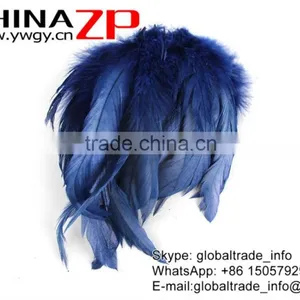 NO.1 Supplier ZPDECOR Bulk Sale Good Cheap Navy Dyed Chicken Rooster Schlappen Feathers thumbnail-4