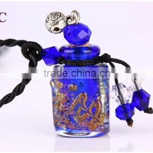 Square Shape Rope Necklace Lampwork Glass Aromatherapy Diffuser Necklace Essential Oil Pendant Wholesale thumbnail-2