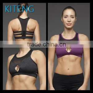 Women Wholesale Sports Bra With Mesh and Sexy Hole in the Front Yoga Fitness Sports Bra Office In Unite State (USA) thumbnail-1