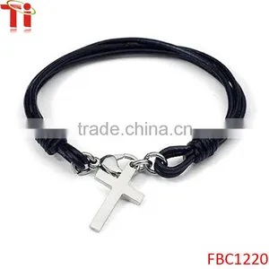 Men's Vintage Casual Cross Strand Leather Bracelet thumbnail-1