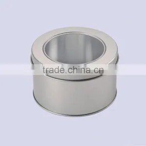 Round Tin Can Tin Box With Window thumbnail-1
