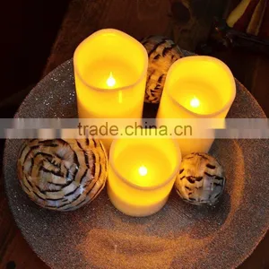 Flameless Wax Candles Yellow Flicking Paraffin Candles With Remote Control Set of 3 Led Real Wax Candles for Home Deocoration thumbnail-4