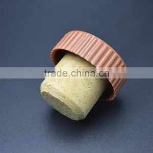 Red Plastic Cap T-shape Wooden Cork Wine Bottle Stopper thumbnail-6